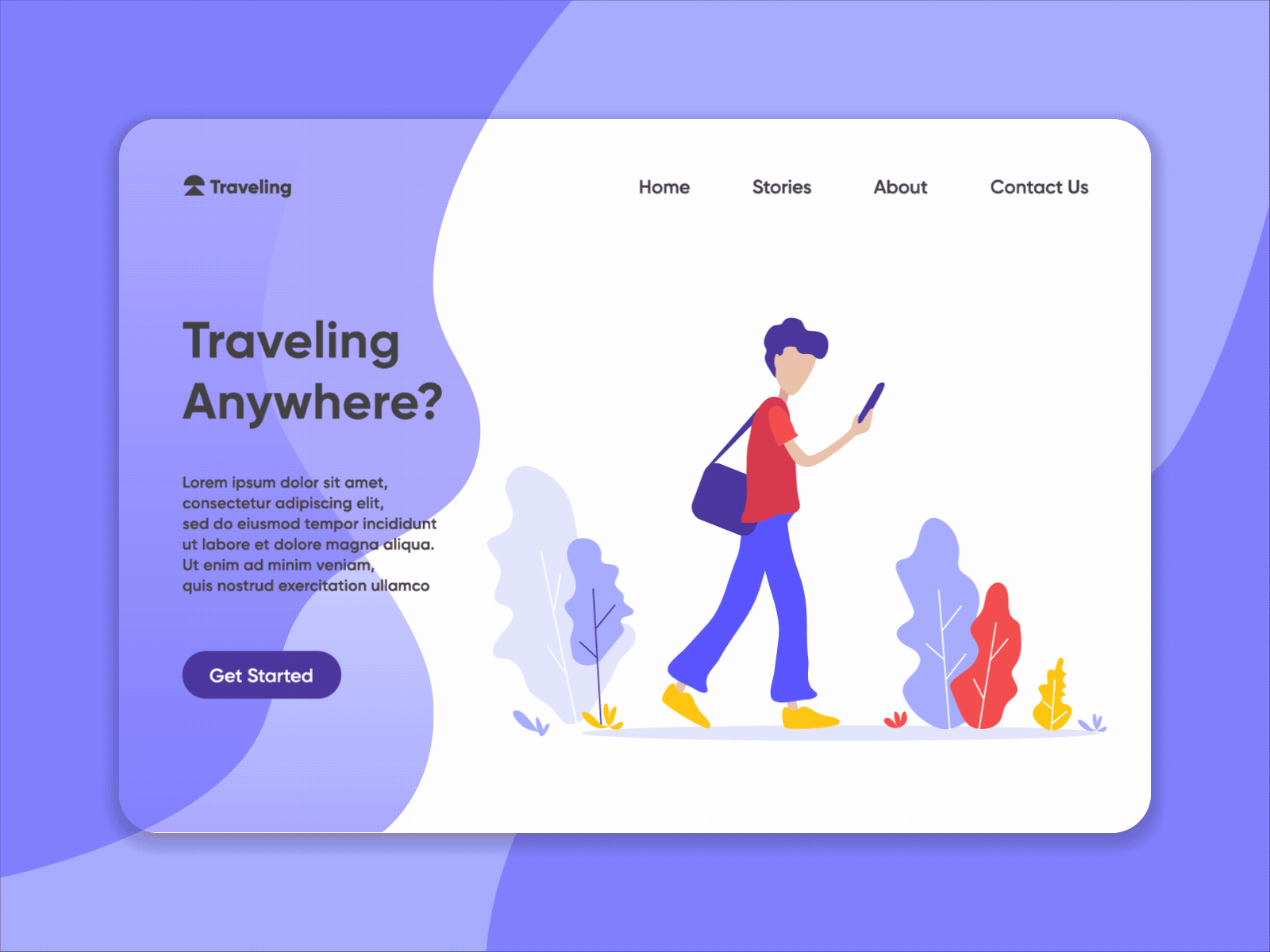 Traveling Web Animation animation branding design illustrator minimal ui vector