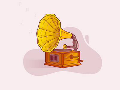 Record Player box design flat illustration inspiration modern music music player old pink player record record player sketch ui vector web yellow