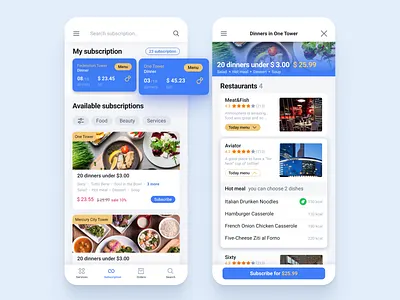 Mobile app - Subscription to services app app design application design food app mobile app mobile app design mobile ui ui ux