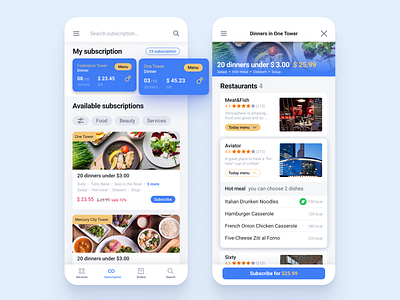Mobile app - Subscription to services app app design application design food app mobile app mobile app design mobile ui ui ux