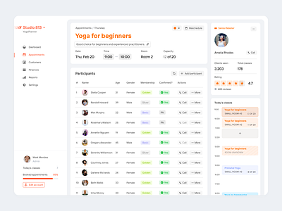 Single Appointment Screen appointment appointment booking appointments backoffice calendar complex crm dashboard erp management management app participants product product design studio management ux uxdn yoga