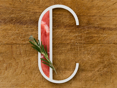 C for Carne (Meat) 36days 36daysoftype 3d 3d print a letter a day alphabet blender blender 3d c illustration letter letter c meat project real rosemary typo typography vector wood