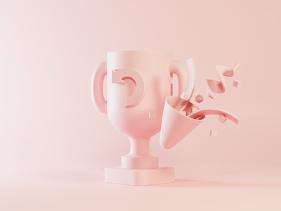 Win Back - Clay 3d 3d icon 3d illustration back blender c4d clay concept cup cycles emoji icon illustration party popper pink render simple trophy web design win back