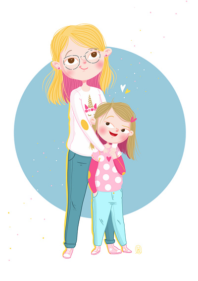 Sisters character children cute digital illustration digitalart illustration illustrator ipadpro procreate procreate art sisterhood sisters