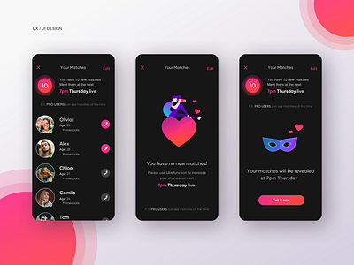 7pm Thursday App vol. 2 app design application dating app design design inspiration illustraion ui ui design ux
