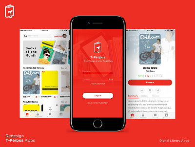 Redesign T-Perpus (Digital Library Apps) apps book design digital ebook ebooks interface library library app redesign ui uidesign ux ux design