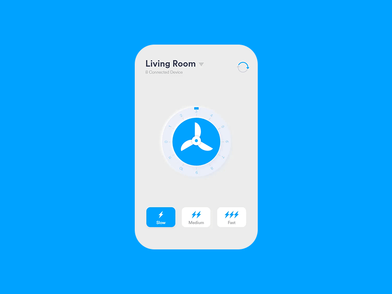 Smart Home Fan Micro Interaction (Neomorphic) animation clean controller fan interaction iot micro interaction neomorphic smart home ui uiux user experience user interface