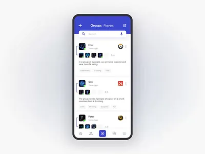 DatiGam - Social Network - Search teammate adobe xd animation app blizzard concept gamers mobile mobile ui social steam ui ux