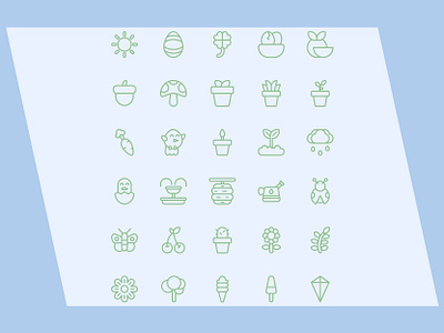 Spring ecology happy icon outline plant spring sun vector