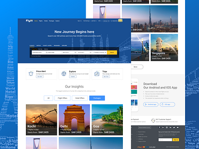 Flyin homepage dubai homepage homepagedesign hotel illustration landing page travel trendy ui