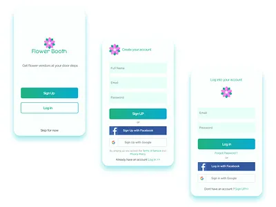 flower Vendors App Sign Up/Log In branding design log in mobile app mobile ui sign up ui ux