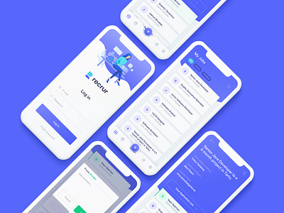 Recrur app app app menu application bottom menu design illustration login minimal minimalist mobile mobile app design modern recruitment ui ux