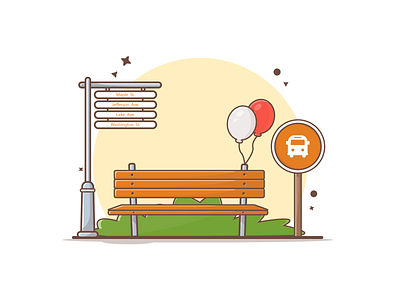 Bus Stand bench bus stand bus stop chair design digital illustration illustration landscape lineart vector
