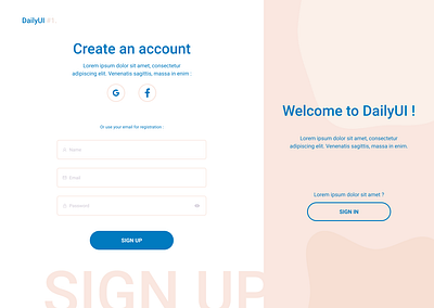 DailyUI#1 Signup design light ui sign up ui