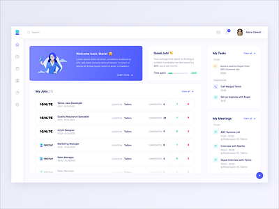 Admin dashboard app application clean dashboard design illustration light minimal minimalist modern recruitment ui ux