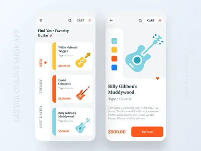 Guitar Online Shop App 🎸 2020 trend app concept branding guital shop guital shop home screen ios app ios app design mobile app music app new trend ui ux
