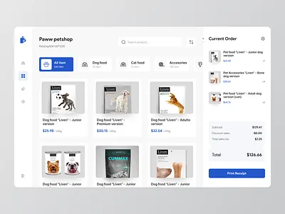 Paww - POS System Pet shop card cash register cashier cashier dashboard check out dashboard ipad ui money pash payment pet pet food pet shop point of sale point of sales pos pos dashboad pos design pos system receipt ui