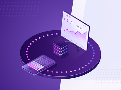 Landing page illustration branding conversion dashboad design gradient illustration isometric magenta marketing mobile purple seo vector web