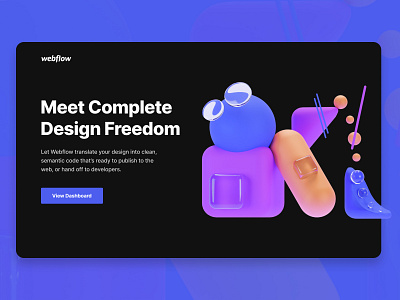 Webflow Landing Page 🏴 3d 3d art 3d artist design geometry hero image hero section illustration landing page model page product render shapes ui web web design webdesign webflow website