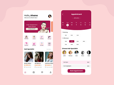 Salon & Beauty Services Mobile App design app design app designer app development beauty product beauty salon salon app salon logo