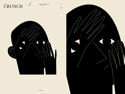 Crunch 2 abstract composition crunch eye hands head illustration laconic lines man minimal poster poster a day poster art poster challenge sad