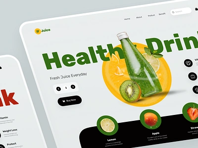 IF Juice - Marketplace Website Design 3d branding colorful design figma fresh juice fruit fruity graphic design green header juice landing page marketplace minimal ui vegetables web design website website design