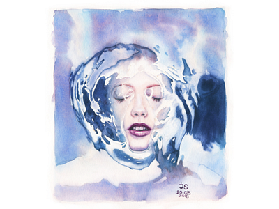 The girl in the water art design girl illustration portrait sketch water watercolor