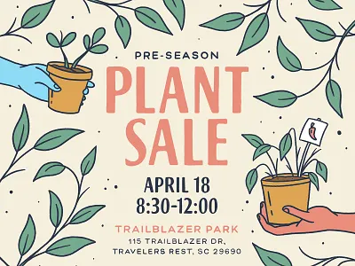 Plant Sale farmers farmers market flower hand handlettering handmade hands illustration lettering market plant plant illustration poster pot sale type typography
