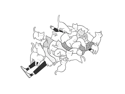 Where meow happens cartoon cats character design comic cute doodle flat illustration line minimal monochrome product design simple design slack slack app ui ux web design