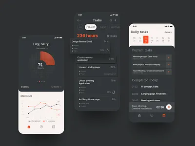 Task Tracker App app design app ui design design studio graphic design interaction interaction design interface mobile mobile app mobile design mobile screens productivity task tracker time management to do list ui user experience user interface ux
