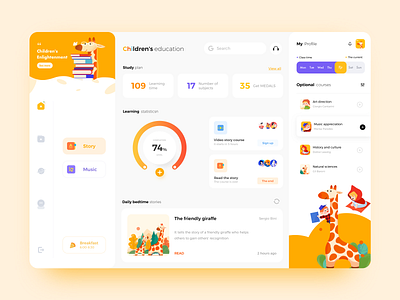 Management of children's education app design illustration ui ux web website