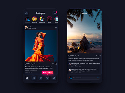 Instagram Redesign Concept | Neumorphism | Darkmode app clean czech dark dark app dark instagram dark theme dark ui darkmode design instagram minimal mobile mobiledesign mobileinterface neumorphic neumorphism redesign ui ux