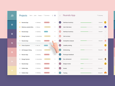 Project Management Dashboard Exploration concept dashboard desktop app filter interface navigation progressbar project list sort table tags task list todo todo app ui user ux web app website