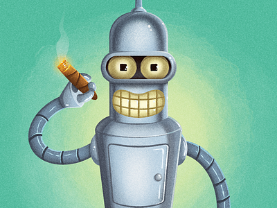 Tiny People - Bender Bending Rodriguez bender fan art futurama illustration procreate