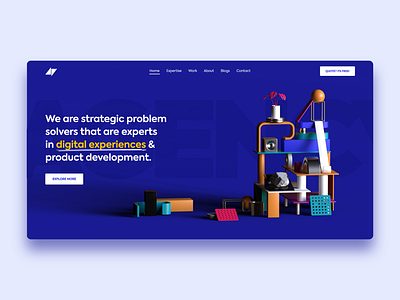 Landing Page Concept blue cinema 4d landing page webdesign