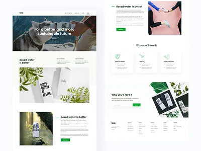 Boxed Water landing page boxed water branding conscious design eco environmental green landing page concept ui ui design web website