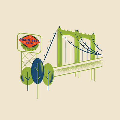 Grain Belt Bridge beer bridge creative design grainbelt graphicdesign illustration lights lineart minneapolis minnesota mn nordeast sign texture trees