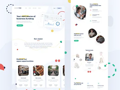 White label crowdfunding platform cards dashboard design fintech first screen homepage investing platform process testimonials timeline ui ux web website