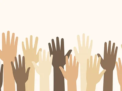 Raise your hands hand illustration participation questions vector