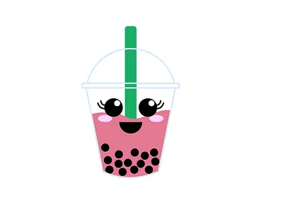 Pink Bubble Tea affinity designer boba bubble tea design graphic illustration illustration art