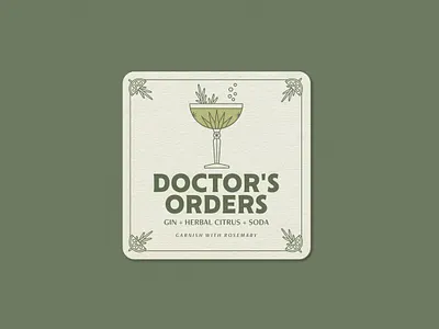 House Shrub Doc Recipe branding branding design coaster design cocktails prohibition recipe