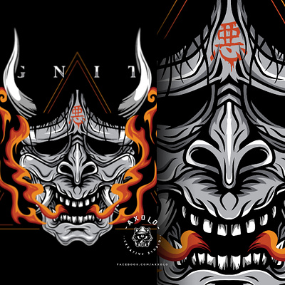 IGNITE branding branding design character design devil evil icon illustration japanese monster oni shirt design vector