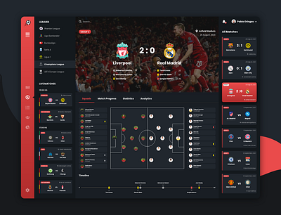 Football App app bet champions cup dashboard football football app leagues liverpool madrid product score soccer soccer app tournament ui ux xd