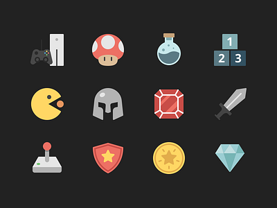 Gaming Icons games gaming icons illustration mario minimal pacman rodchenkod