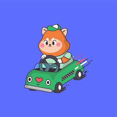Dog Driving dog dog illustration dogs driver driving kart race racer racing shiba shiba inu taxi taxi driver