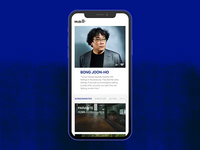 Daily UI #006 Mubi Director User Profile app daily 100 challenge daily ui director figma film film poster independent korean mubi oscars parasite product design profile streaming app ui user user profile uxdesign