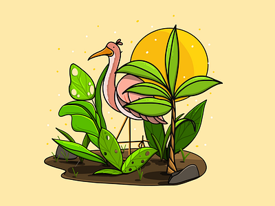 Big Bird art bird drawing dribbble illustration ipad leaves oasis procreate