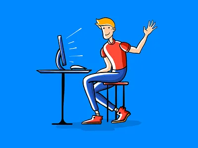 Happy office worker character happy illustration man officework work