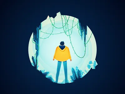 Free! blue cave character design dream end hope journey light lightning plant tunnel vines