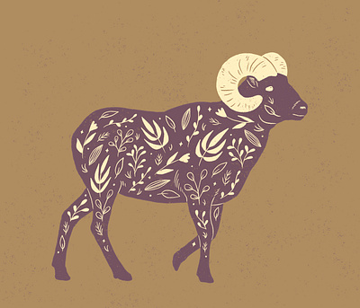 Bighorn sheep animal art art drawing floral hand drawn illustration nature procreate procreate art